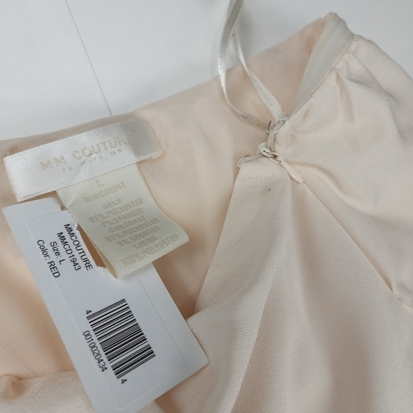 New MM COUTURE Orange Tan Waterfall One Shoulder Dress Sz L - Picture 11 of 11